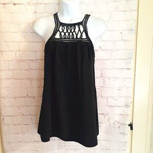 Madison Marcus Black Silk Sleeveless Lattice Top Small MSRP $229 Stunning!